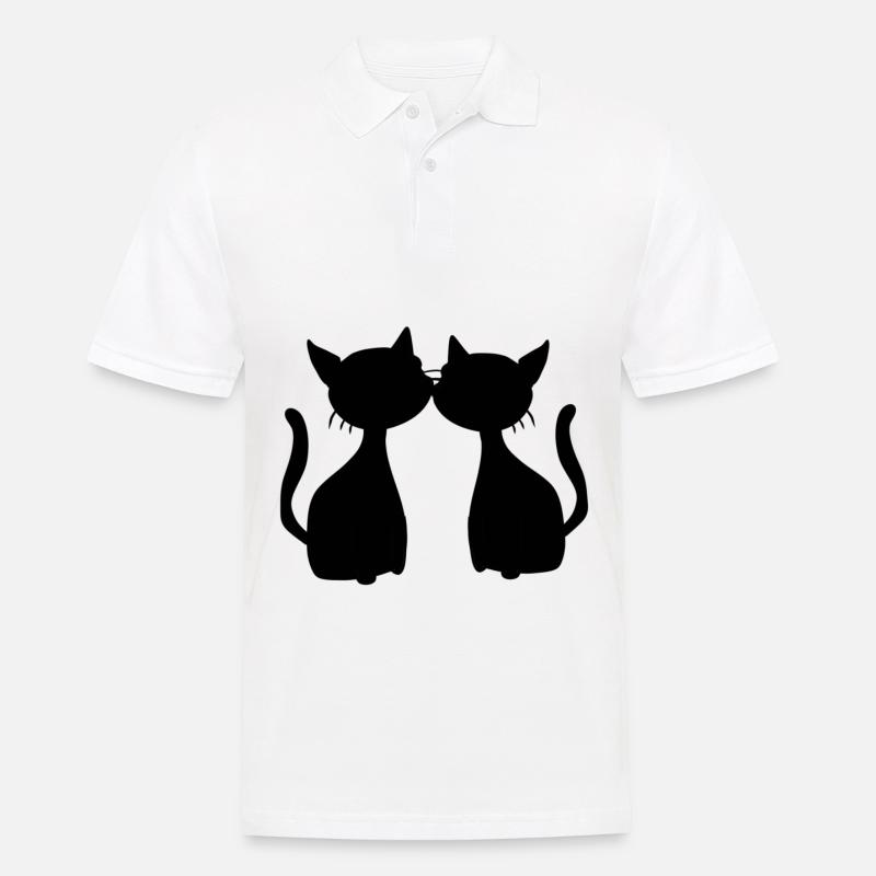 zwei Katzen Symbol Freunde Katze - Männer Poloshirt - Weiß