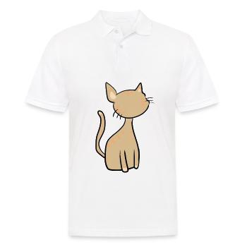 braune Katze symbol süß cartoon - Männer Poloshirt - Weiß - Vorne - Kai (181cm)