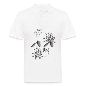 graue pflanzen blumen muster - Männer Poloshirt - Weiß - Vorne - Kai (181cm)