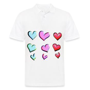 symbole d’amour de motif de cœur - Polo Homme - blanc - Devant - Kai (181cm)
