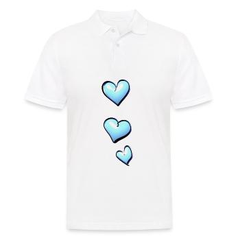 trois cœurs bleus - Polo Homme - blanc - Devant - Kai (181cm)