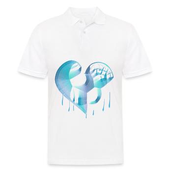 herz symbol blau glitzer - Männer Poloshirt - Weiß - Vorne - Kai (181cm)