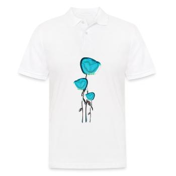 drei rosen blau symbol blume pflanze - Männer Poloshirt - Weiß - Vorne - Kai (181cm)