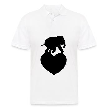 Tierliebe Herz Elefant - Männer Poloshirt - Weiß - Vorne - Kai (181cm)