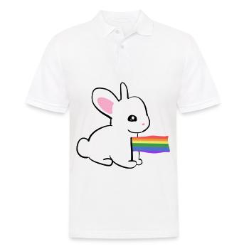 Symbole lapin drapeau LGBT - Polo Homme - blanc - Devant - Kai (181cm)