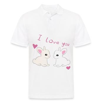 ich liebe dich hasen - Männer Poloshirt - Weiß - Vorne - Kai (181cm)