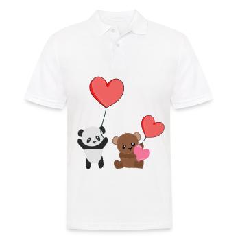 panda animal ours coeur doux - Polo Homme - blanc - Devant - Kai (181cm)