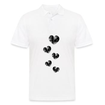 fünf graue herzen muster - Männer Poloshirt - Weiß - Vorne - Kai (181cm)