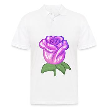 fleur de plante violette rose scintillante fleur - Polo Homme - blanc - Devant - Kai (181cm)
