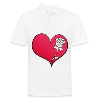 rose blume herz symbol pink - Männer Poloshirt - Weiß - Vorne - Kai (181cm)