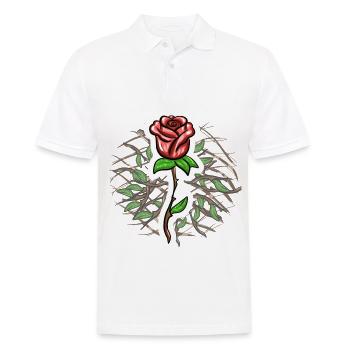 Motif de croix Symbole de plante rose croisée - Polo Homme - blanc - Devant - Kai (181cm)