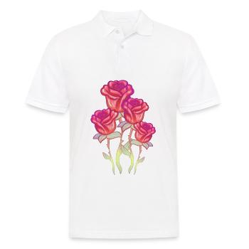 rote blumen blume rose glitzer - Männer Poloshirt - Weiß - Vorne - Kai (181cm)