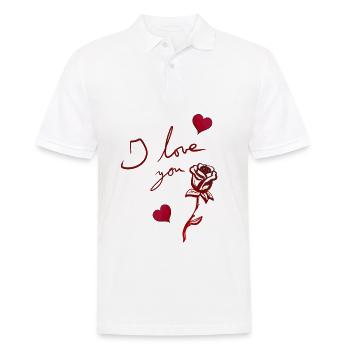 ich liebe dich rose blume herzen - Männer Poloshirt - Weiß - Vorne - Kai (181cm)