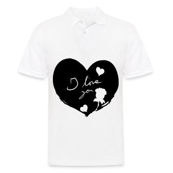Coeur je t’aime fleurs Symbole de la Saint-Valentin - Polo Homme - blanc - Devant - Kai (181cm)
