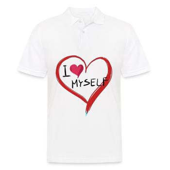 Je m’aime coeur texte symbole forme - Polo Homme - blanc - Devant - Kai (181cm)