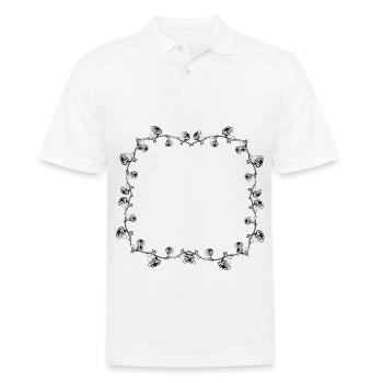 Frame Rose Flower Gray Square Flowers - Men's Polo Shirt - white - Front - Kai (181cm)