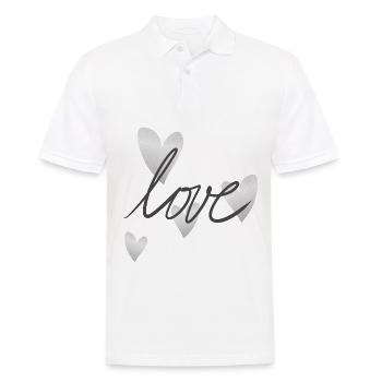 herz grau symbol liebe form - Männer Poloshirt - Weiß - Vorne - Kai (181cm)