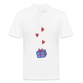 Gift Symbol Christmas Hearts Blue - Men's Polo Shirt - white - Front - Kai (181cm)
