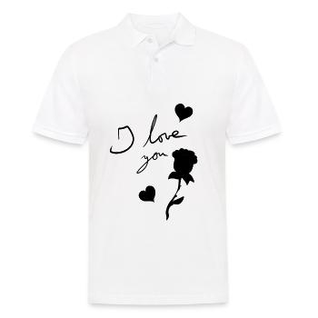 ich liebe dich rose blume herzen - Männer Poloshirt - Weiß - Vorne - Kai (181cm)