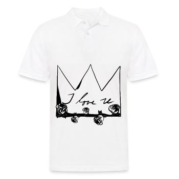 Grey crown Roses flowers I love you - Men's Polo Shirt - white - Front - Kai (181cm)