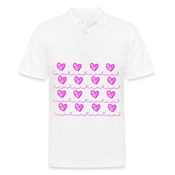 Motif Coeur Rose Symbole Forme Amour - Polo Homme - blanc - Devant - Kai (181cm)