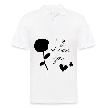 rose blume pflanze symbol ich liebe dich - Männer Poloshirt - Weiß - Vorne - Kai (181cm)