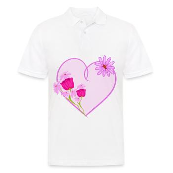 lila herz blumen natur - Männer Poloshirt - Weiß - Vorne - Kai (181cm)