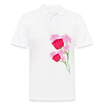 rosa blumen muster pflanzen symbol - Männer Poloshirt - Weiß - Vorne - Kai (181cm)