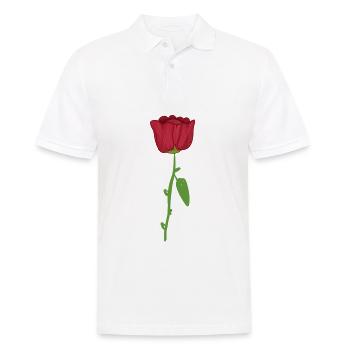 rote rose pflanze blume symbol romantisch - Männer Poloshirt - Weiß - Vorne - Kai (181cm)