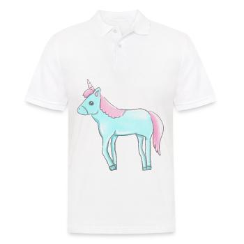 Einhorn Tier Symbol Fantasie blau - Männer Poloshirt - Weiß - Vorne - Kai (181cm)