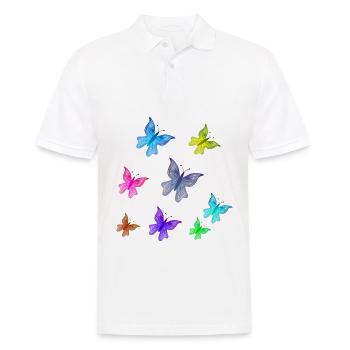 schmetterling schmetterlinge muster insekt tiere b - Männer Poloshirt - Weiß - Vorne - Kai (181cm)