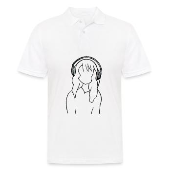 Anime Manga Fille Écouteurs Écouter de la musique - Polo Homme - blanc - Devant - Kai (181cm)