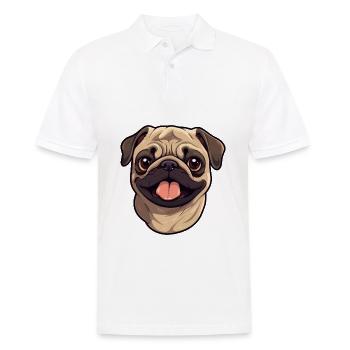 Mops Hund Rasse Aquarell Cartoon Kawaii Clipart - Männer Poloshirt - Weiß - Vorne - Kai (181cm)