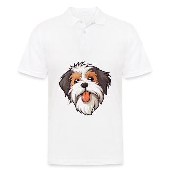 Biewer Terrier Dog Breed Watercolor Cartoon Kawaii - Men's Polo Shirt - white - Front - Kai (181cm)