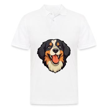 Bernese Mountain Dog Breed Watercolor Cartoon Kawa - Men's Polo Shirt - white - Front - Kai (181cm)