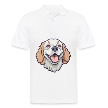 Clumber Spaniel Dog Breed Watercolor Cartoon Kawai - Men's Polo Shirt - white - Front - Kai (181cm)