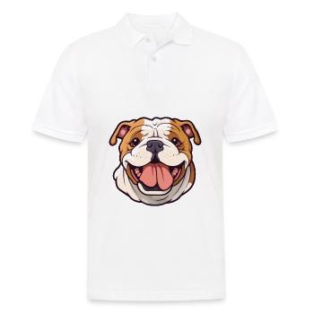 Bulldog chien race aquarelle dessin animé Kawaii Clipar - Polo Homme - blanc - Devant - Kai (181cm)