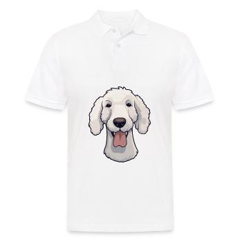 Bedlington Terrier chien race aquarelle dessin animé Ka - Polo Homme - blanc - Devant - Kai (181cm)