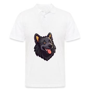 Belgian Sheepdog Dog Breed Watercolor Cartoon Kawa - Men's Polo Shirt - white - Front - Kai (181cm)
