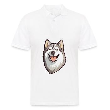 Alaskan Malamute Dog Breed Watercolor Cartoon Kawa - Men's Polo Shirt - white - Front - Kai (181cm)