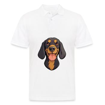 Noir et Tan Coonhound chien race aquarelle Carto - Polo Homme - blanc - Devant - Kai (181cm)
