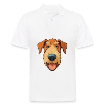 Airedale Terrier Dog Breed Watercolor Cartoon Kawa - Men's Polo Shirt - white - Front - Kai (181cm)