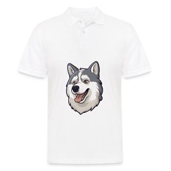 Husky chien race aquarelle dessin animé Kawaii Clipart - Polo Homme - blanc - Devant - Kai (181cm)