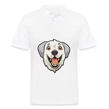 Grande race de chien des Pyrénées aquarelle dessin animé Kawaii - Polo Homme - blanc - Devant - Kai (181cm)