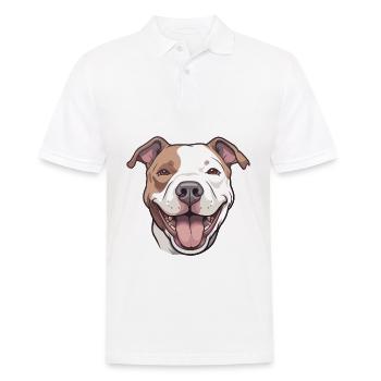 Pitbull Dog Breed Watercolor Cartoon Kawaii Clipar - Men's Polo Shirt - white - Front - Kai (181cm)