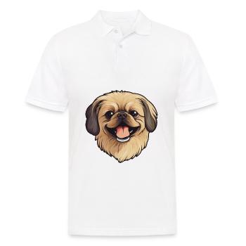 Pekingese Dog Breed Watercolor Cartoon Kawaii Clip - Men's Polo Shirt - white - Front - Kai (181cm)