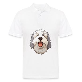 Vieux chien de berger anglais chien race aquarelle dessin animé - Polo Homme - blanc - Devant - Kai (181cm)