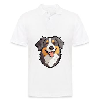 Miniature chien de berger américain race aquarelle C - Polo Homme - blanc - Devant - Kai (181cm)