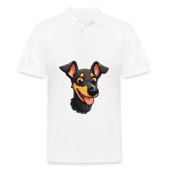 Manchester Terrier Hunderasse Aquarell Karikatur Ka - Männer Poloshirt - Weiß - Vorne - Kai (181cm)