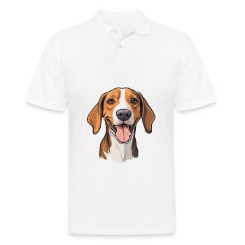 English Foxhound Dog Breed Watercolor Cartoon Kawa - Men's Polo Shirt - white - Front - Kai (181cm)